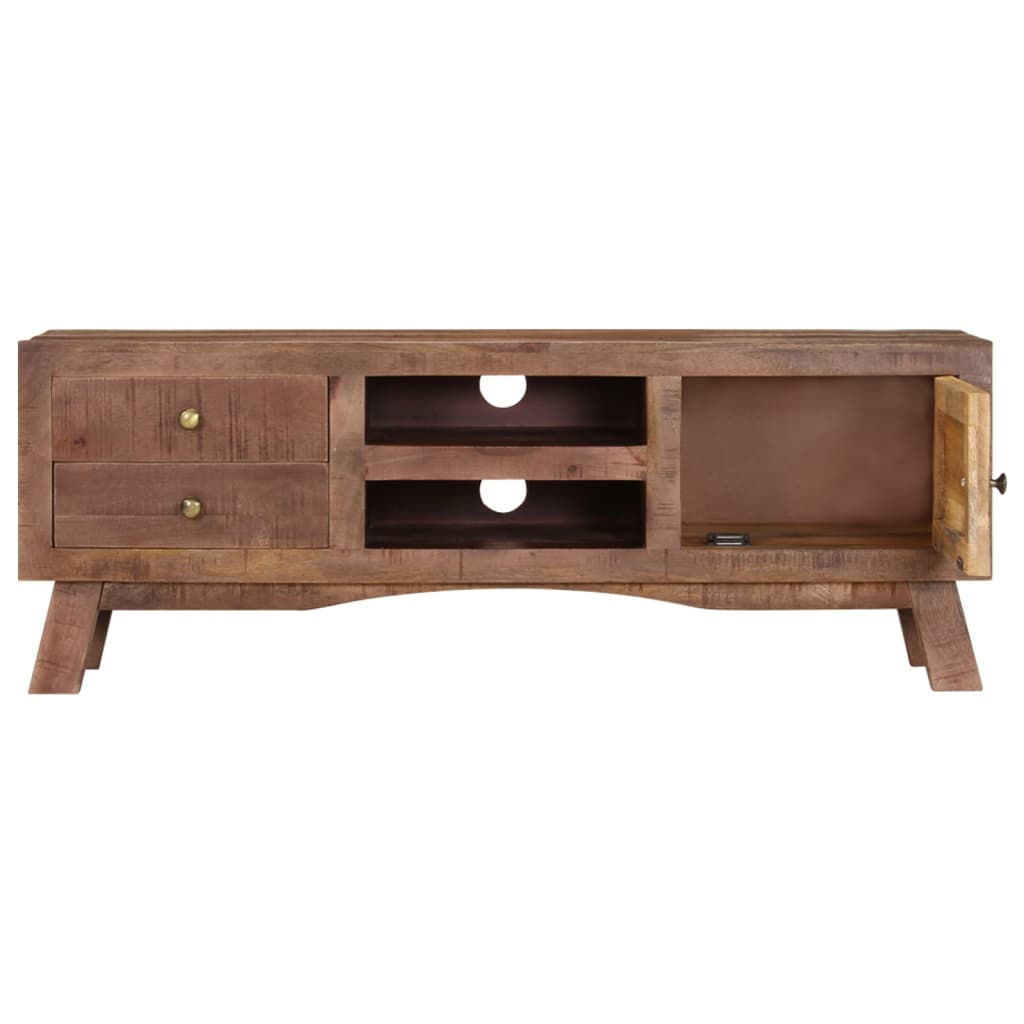TV Cabinet Grey Rough mango wood, MDF Medium Storage TV Cabinet