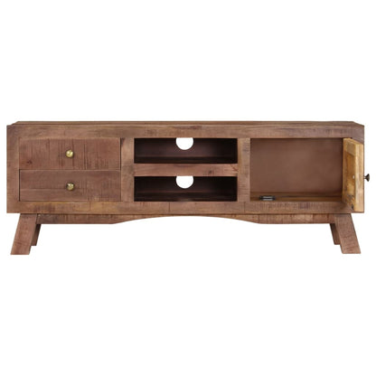 TV Cabinet Grey Rough mango wood, MDF Medium Storage TV Cabinet
