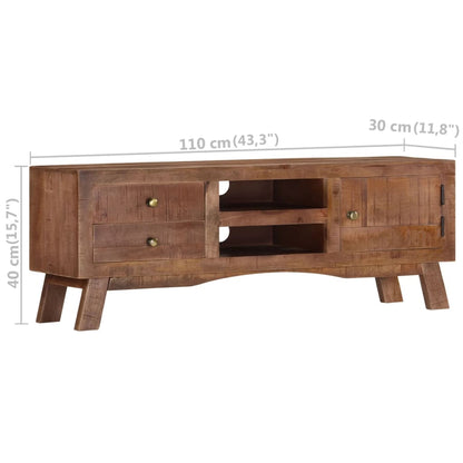 TV Cabinet Grey Rough mango wood, MDF Medium Storage TV Cabinet