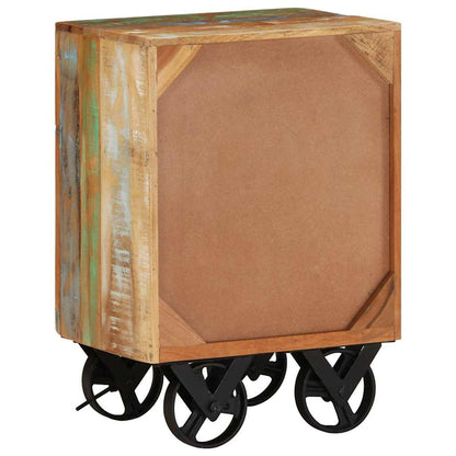 328316 vidaXL Bedside Cabinet with Wheels 40x30x57 cm Solid Reclaimed Wood