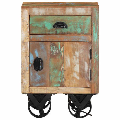328316 vidaXL Bedside Cabinet with Wheels 40x30x57 cm Solid Reclaimed Wood