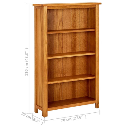 4-Tier Bookcase 27.6"x8.7"x43.3" Solid Oak Wood