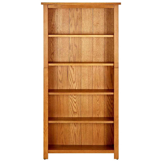 5-Tier Bookcase 70x22x140 cm Solid Oak Wood