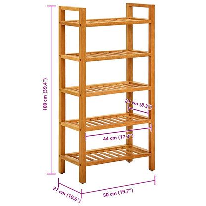 Shoe Rack with 5 Shelves 19.7"x10.6"x39.4" Solid Oak Wood