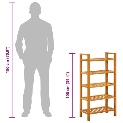 Shoe Rack with 5 Shelves 19.7"x10.6"x39.4" Solid Oak Wood