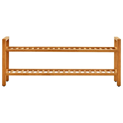 Shoe Rack with 2 Shelves 39.4"x10.6"x15.7" Solid Oak Wood