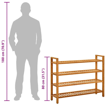 Shoe Rack with 4 Shelves 39.4"x10.6"x31.5" Solid Oak Wood
