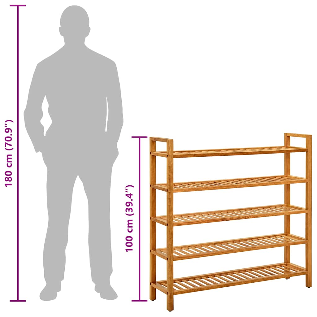 Shoe Rack | Natural Oak | Solid Oak Wood | Standard | Shoe Rack