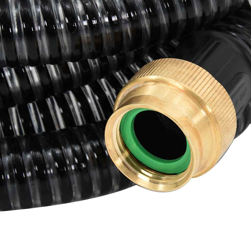 Suction Hose with Brass Connectors Black 1.1" 15 m PVC