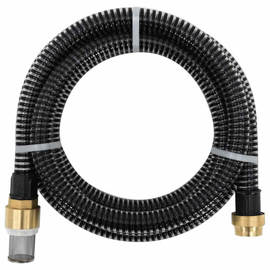 Suction Hose with Brass Connectors Black 1.1" 25 m PVC