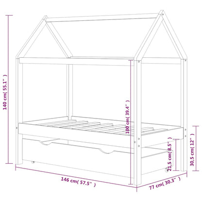 Kids Bed Frame | Wooden | Solid pine wood | 70 x 140 cm | Kids Bed Frame