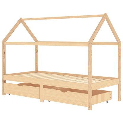 Kids Bed Frame | Natural wood | Solid pine wood | 90x200 cm
