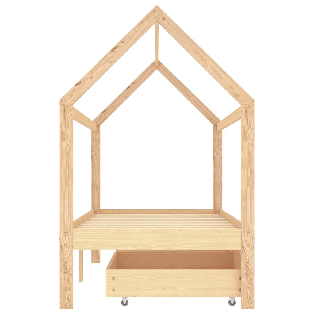 Kids Bed Frame | Natural wood | Solid pine wood | 90x200 cm