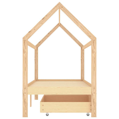 Kids Bed Frame | Natural wood | Solid pine wood | 90x200 cm
