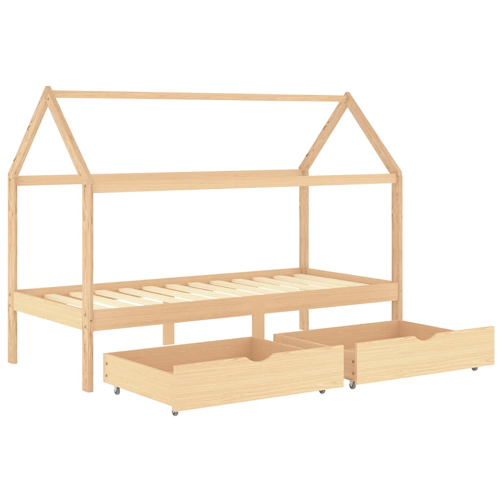 Kids Bed Frame | Natural wood | Solid pine wood | 90x200 cm