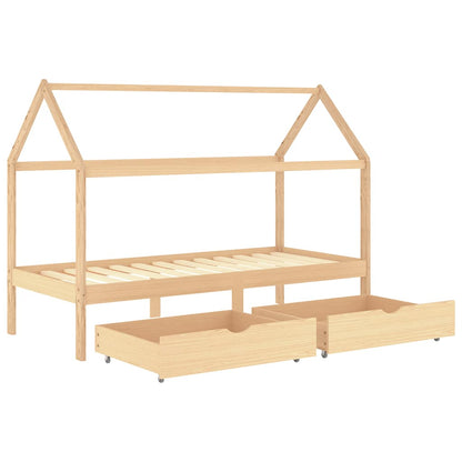 Kids Bed Frame | Natural wood | Solid pine wood | 90x200 cm