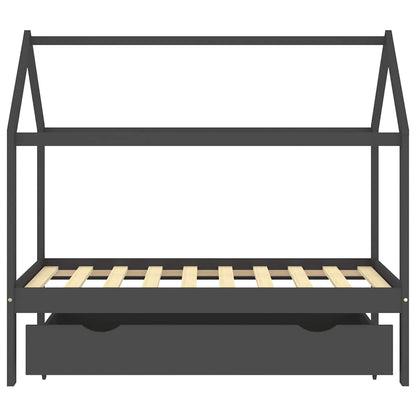 Kids Bed Frame | Dark Grey | Solid Pine Wood | 80x160 cm | Kids Bed Frame