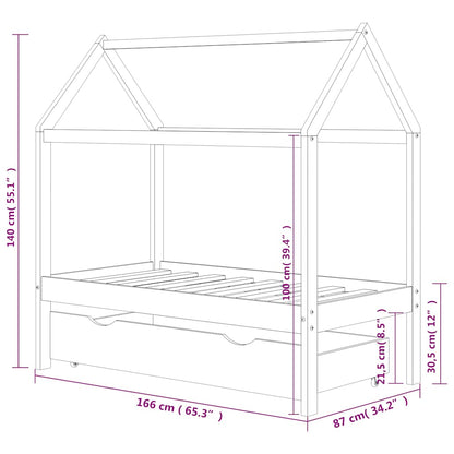 Kids Bed Frame | Dark Grey | Solid Pine Wood | 80x160 cm | Kids Bed Frame