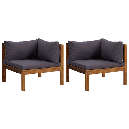 Corner Sofas 2 pcs with Dark Gray Cushions Solid Acacia Wood