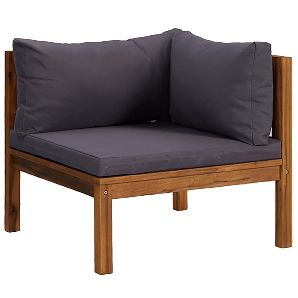 Corner Sofas 2 pcs with Dark Gray Cushions Solid Acacia Wood
