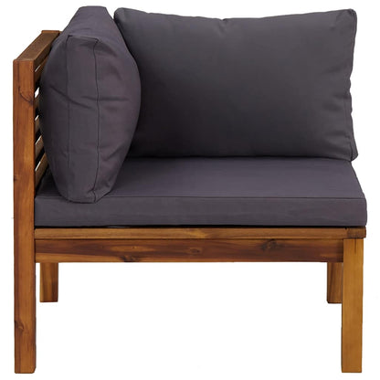 Corner Sofas 2 pcs with Dark Gray Cushions Solid Acacia Wood