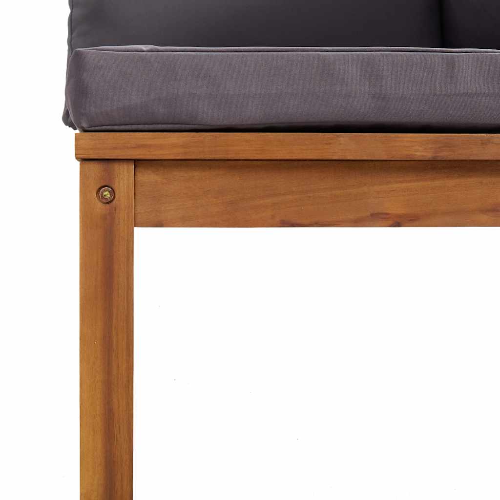 Corner Sofas 2 pcs with Dark Gray Cushions Solid Acacia Wood