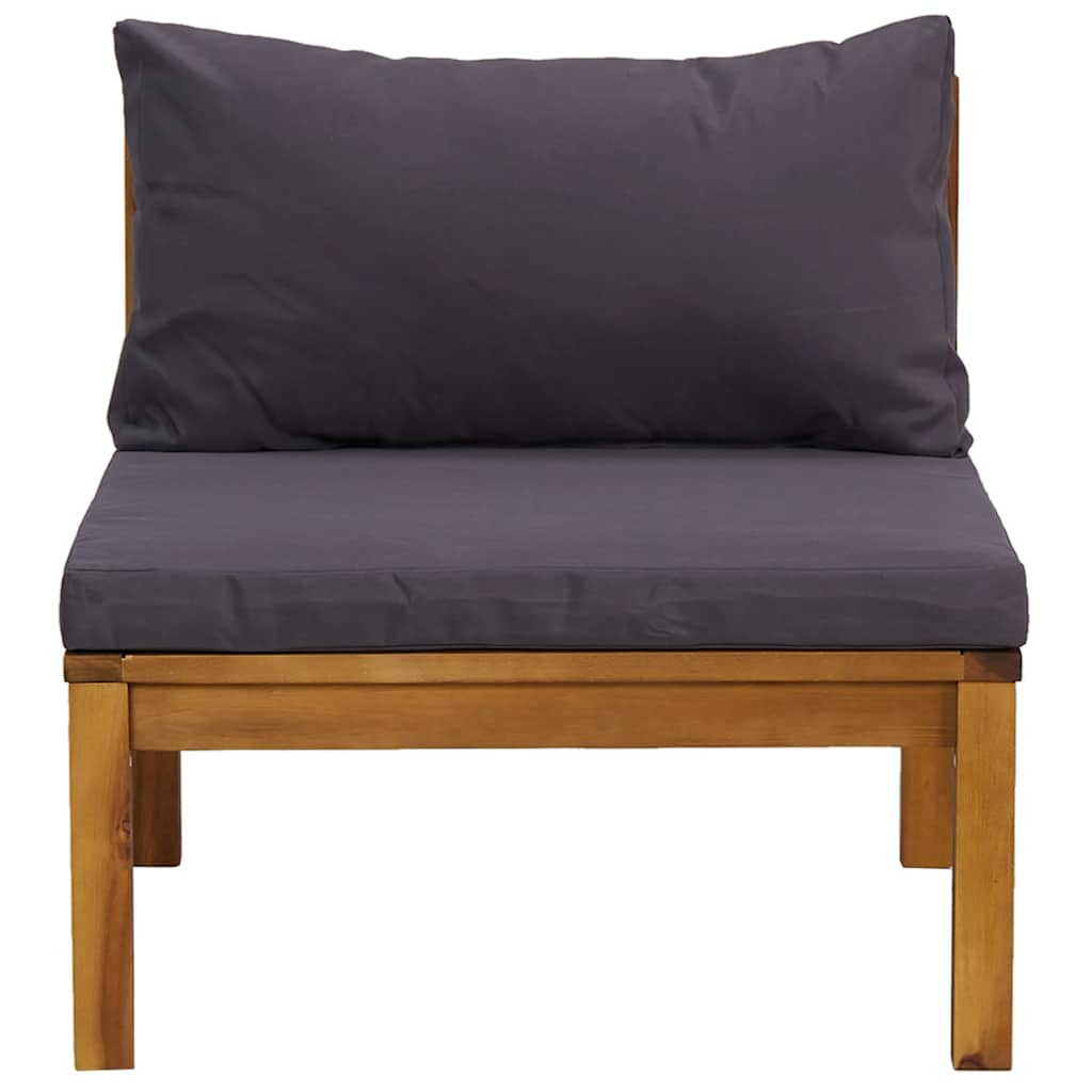 3 Piece Patio Lounge Set with Dark Gray Cushions Acacia Wood