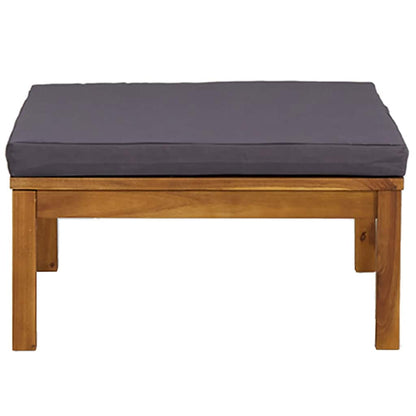 3 Piece Patio Lounge Set with Dark Gray Cushions Acacia Wood