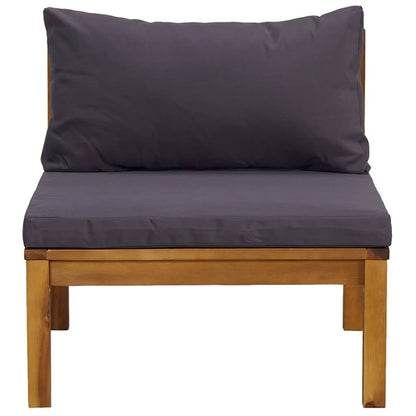 2 Piece Sofa Set with Dark Gray Cushions Solid Acacia Wood