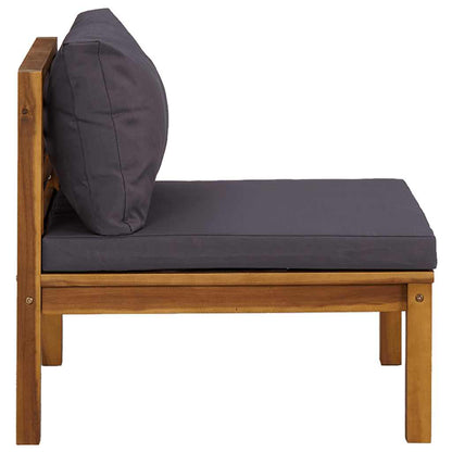 2 Piece Sofa Set with Dark Gray Cushions Solid Acacia Wood