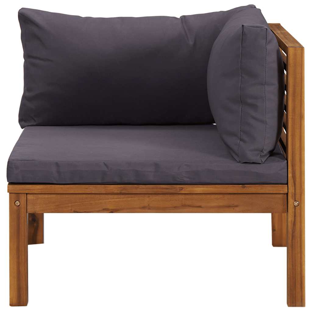 2 Piece Sofa Set with Dark Gray Cushions Solid Acacia Wood