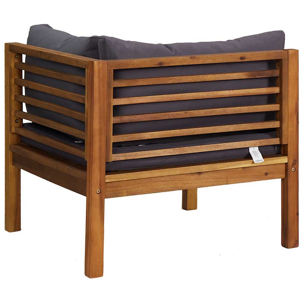 2 Piece Sofa Set with Dark Gray Cushions Solid Acacia Wood