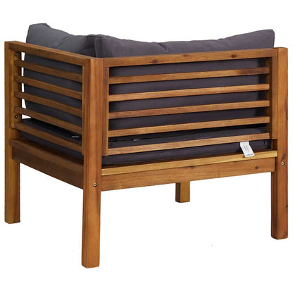 2 Piece Sofa Set with Dark Gray Cushions Solid Acacia Wood