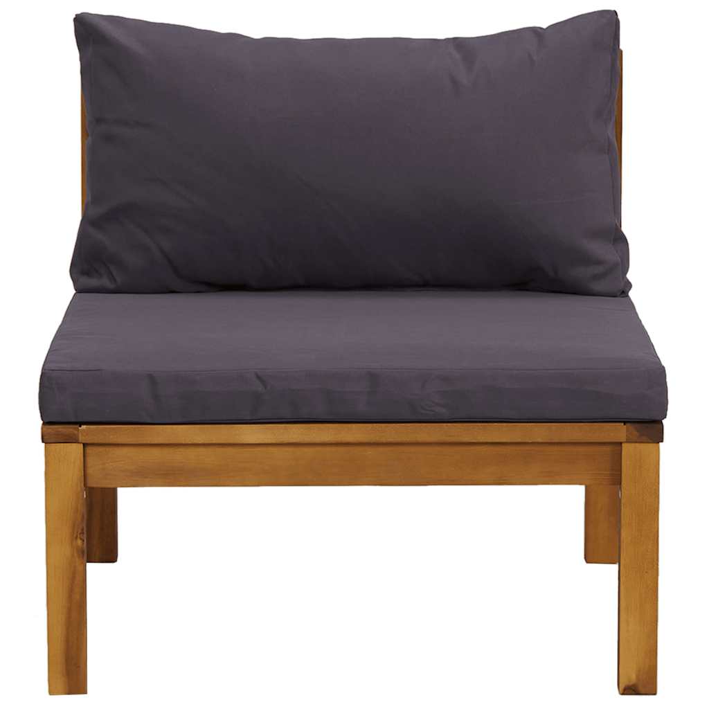 2 Piece Patio Sofa Set with Dark Gray Cushions Acacia Wood