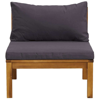 2 Piece Patio Sofa Set with Dark Gray Cushions Acacia Wood