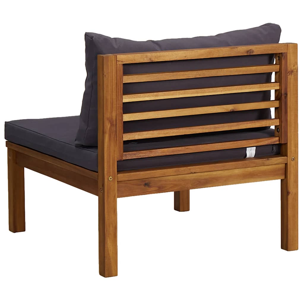 2 Piece Patio Sofa Set with Dark Gray Cushions Acacia Wood