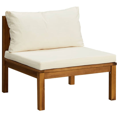 2 Piece Patio Sofa Set with Cream White Cushions Acacia Wood