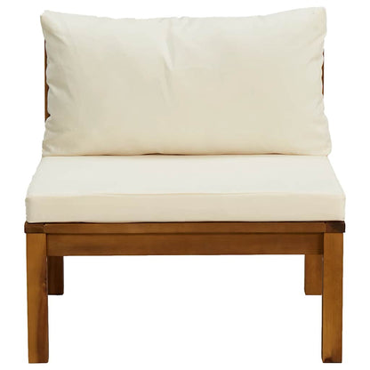 2 Piece Patio Sofa Set with Cream White Cushions Acacia Wood