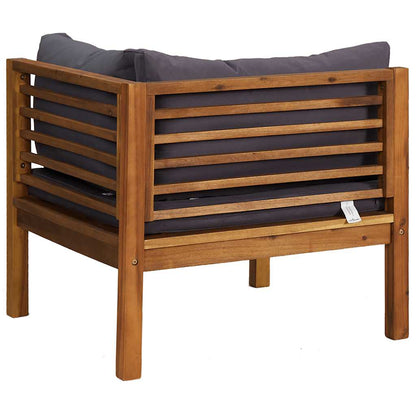 Sectional Corner Sofa with Dark Gray Cushions Solid Acacia Wood