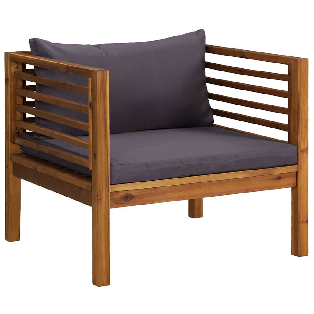 Patio Chair with Dark Gray Cushions Solid Acacia Wood