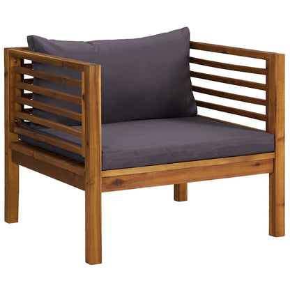 Patio Chair with Dark Gray Cushions Solid Acacia Wood