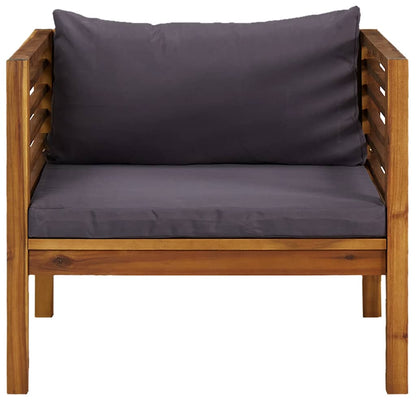 Patio Chair with Dark Gray Cushions Solid Acacia Wood