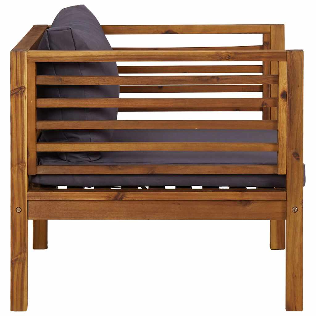 Patio Chair with Dark Gray Cushions Solid Acacia Wood