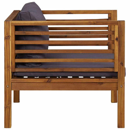 Patio Chair with Dark Gray Cushions Solid Acacia Wood