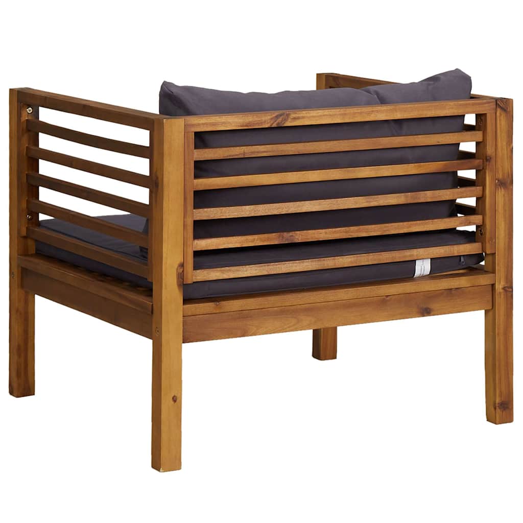 Patio Chair with Dark Gray Cushions Solid Acacia Wood