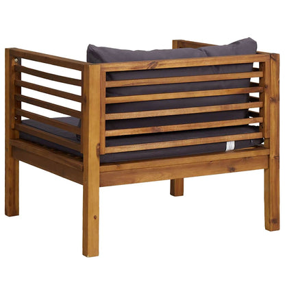 Patio Chair with Dark Gray Cushions Solid Acacia Wood
