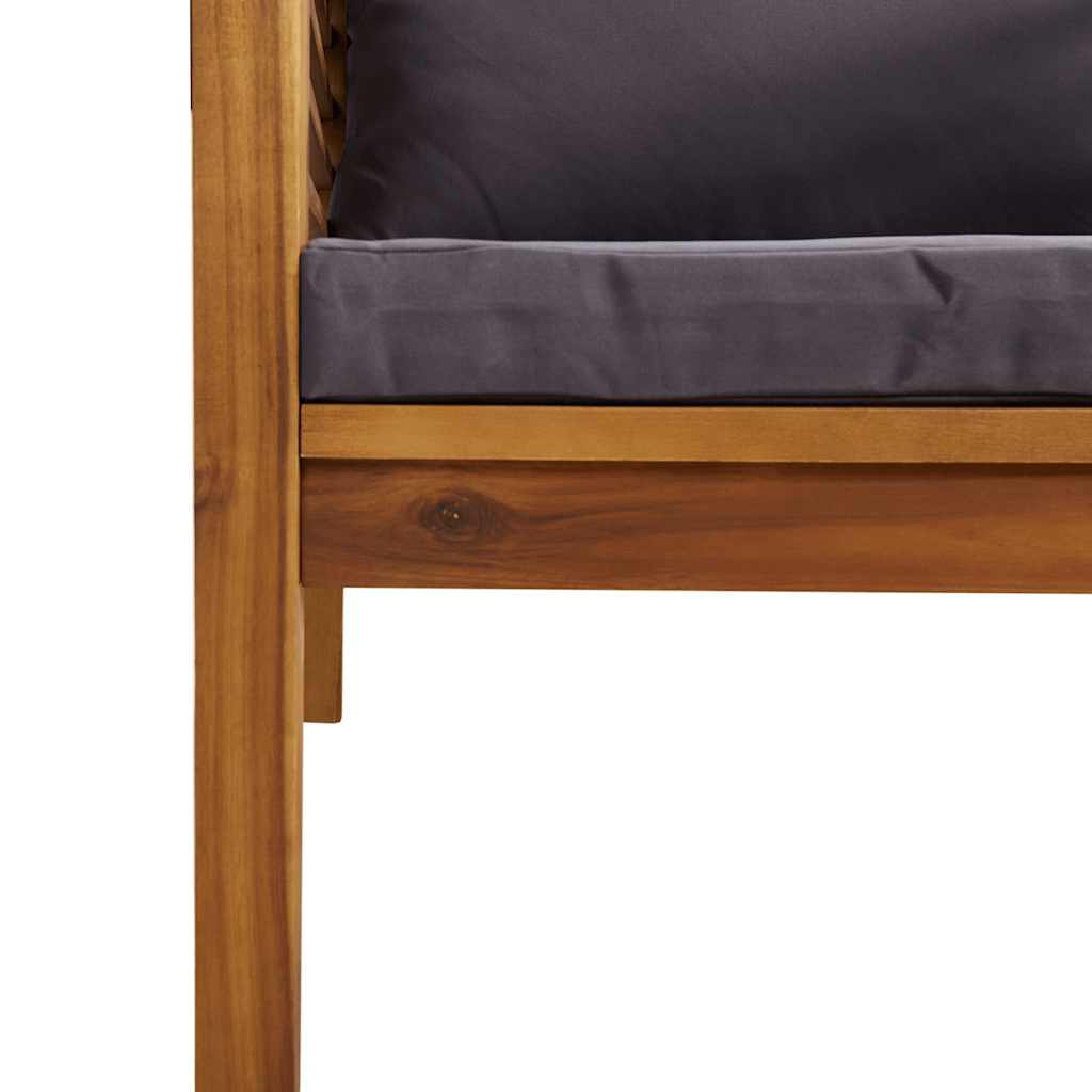 Patio Chair with Dark Gray Cushions Solid Acacia Wood