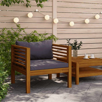 Patio Chair with Dark Gray Cushions Solid Acacia Wood
