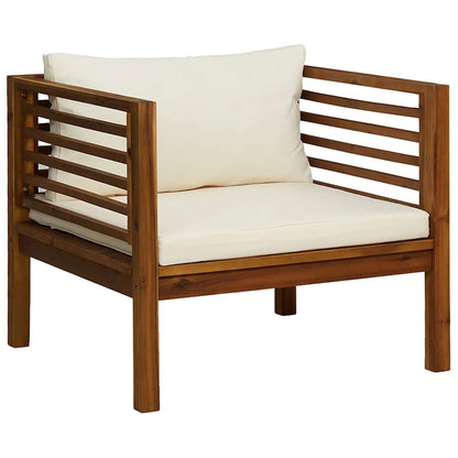 Patio Chair with Cream White Cushions Solid Acacia Wood