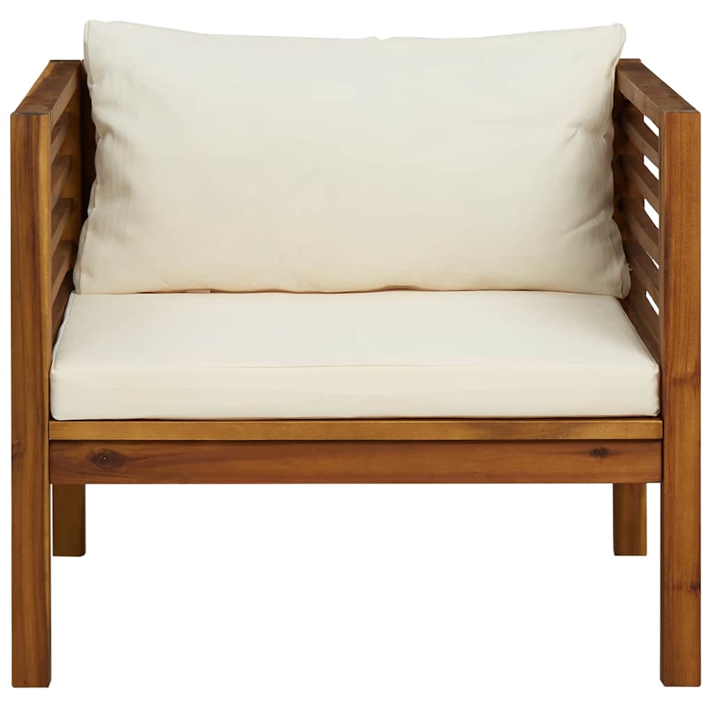 Patio Chair with Cream White Cushions Solid Acacia Wood